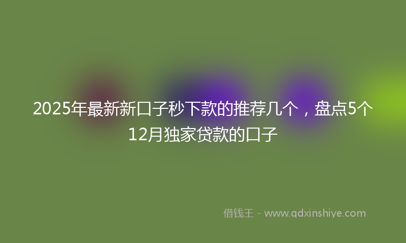 2025年最新新口子秒下款的推荐几个，盘点5个12月独家贷款的口子
