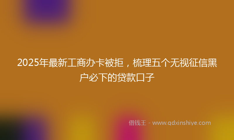 2025年最新工商办卡被拒，梳理五个无视征信黑户必下的贷款口子