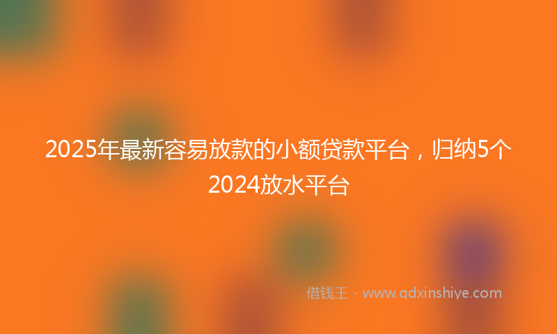 2025年最新容易放款的小额贷款平台，归纳5个2024放水平台