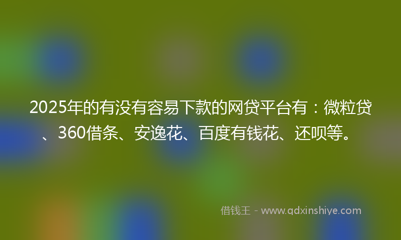 2025年的有没有容易下款的网贷平台有：微粒贷、360借条、安逸花、百度有钱花、还呗等。