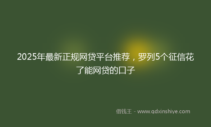 2025年最新正规网贷平台推荐，罗列5个征信花了能网贷的口子