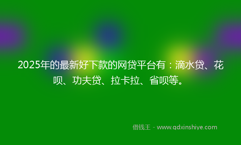 2025年的最新好下款的网贷平台有：滴水贷、花呗、功夫贷、拉卡拉、省呗等。