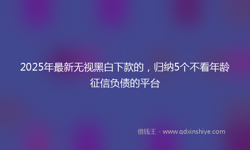 2025年最新无视黑白下款的，归纳5个不看年龄征信负债的平台