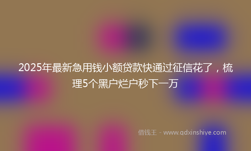 2025年最新急用钱小额贷款快通过征信花了，梳理5个黑户烂户秒下一万