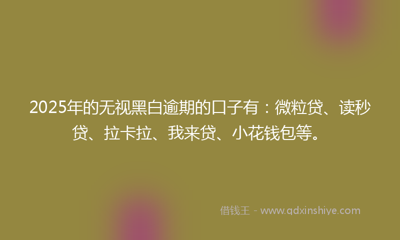 2025年的无视黑白逾期的口子有：微粒贷、读秒贷、拉卡拉、我来贷、小花钱包等。