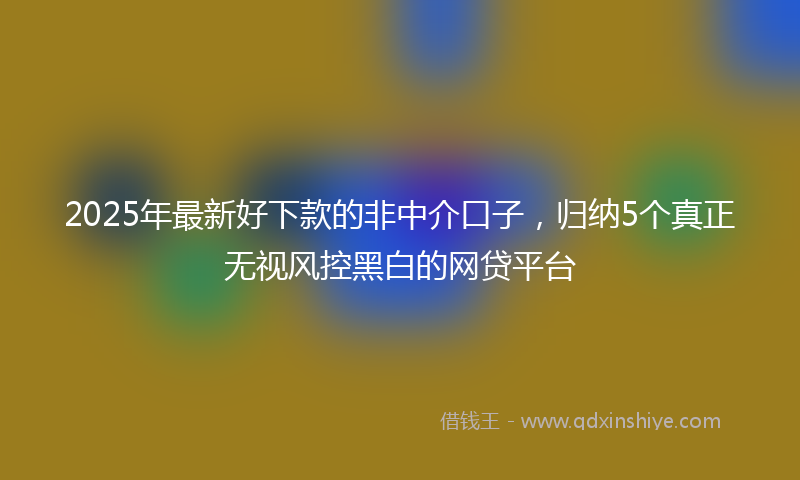2025年最新好下款的非中介口子，归纳5个真正无视风控黑白的网贷平台