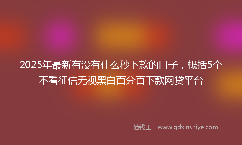 2025年最新有没有什么秒下款的口子，概括5个不看征信无视黑白百分百下款网贷平台