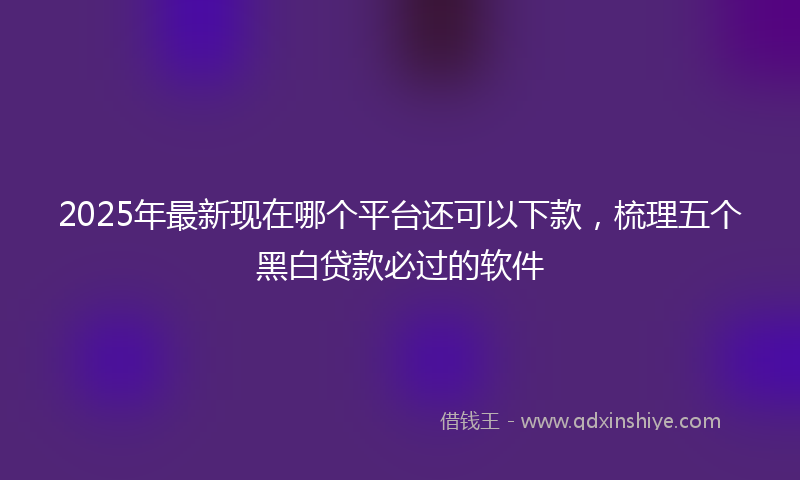 2025年最新现在哪个平台还可以下款，梳理五个黑白贷款必过的软件
