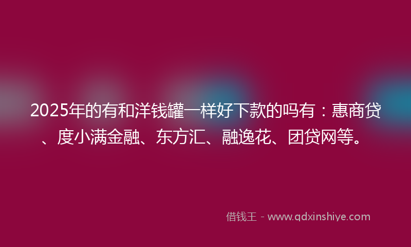 2025年的有和洋钱罐一样好下款的吗有：惠商贷、度小满金融、东方汇、融逸花、团贷网等。