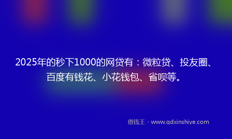 2025年的秒下1000的网贷有：微粒贷、投友圈、百度有钱花、小花钱包、省呗等。