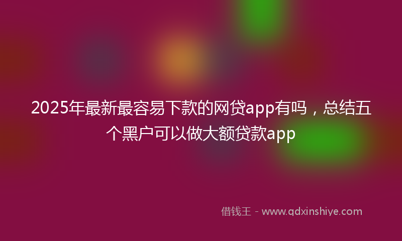 2025年最新最容易下款的网贷app有吗，总结五个黑户可以做大额贷款app