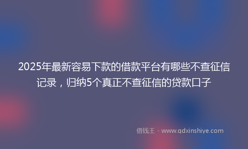 2025年最新容易下款的借款平台有哪些不查征信记录，归纳5个真正不查征信的贷款口子