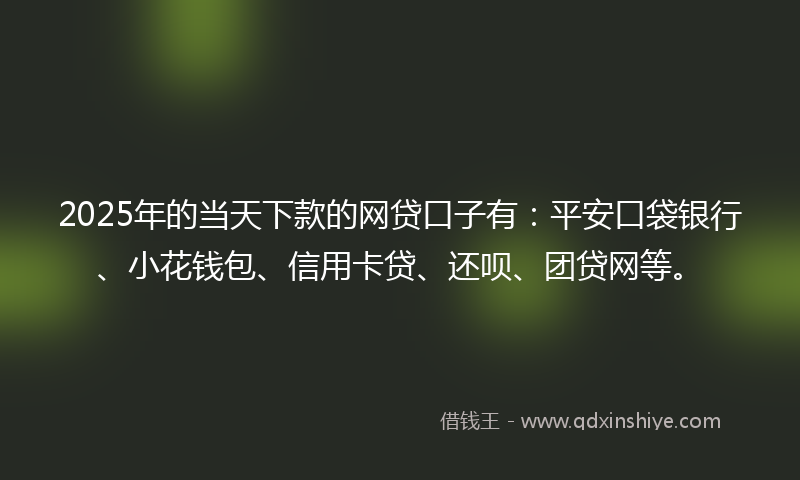 2025年的当天下款的网贷口子有：平安口袋银行、小花钱包、信用卡贷、还呗、团贷网等。