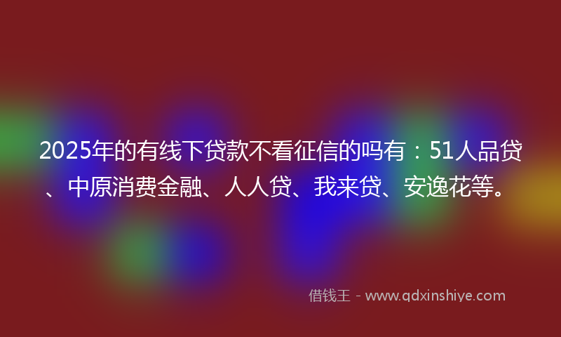2025年的有线下贷款不看征信的吗有：51人品贷、中原消费金融、人人贷、我来贷、安逸花等。
