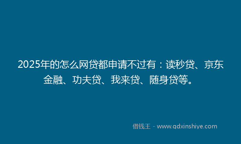 2025年的怎么网贷都申请不过有：读秒贷、京东金融、功夫贷、我来贷、随身贷等。