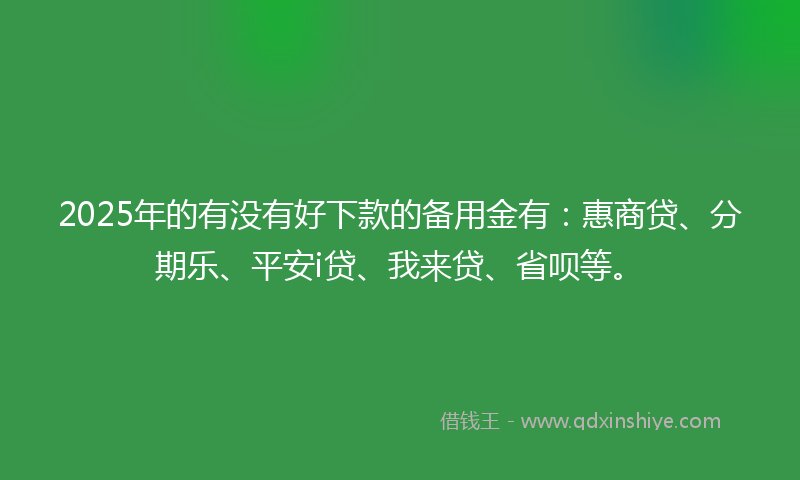 2025年的有没有好下款的备用金有：惠商贷、分期乐、平安i贷、我来贷、省呗等。