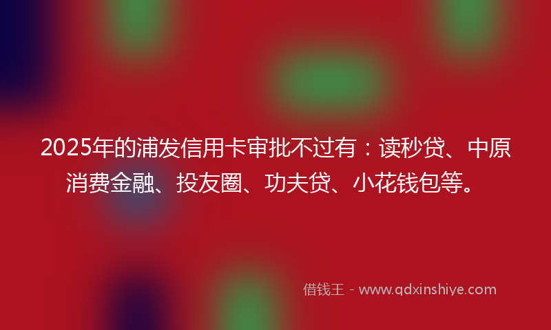 2025年的浦发信用卡审批不过有：读秒贷、中原消费金融、投友圈、功夫贷、小花钱包等。