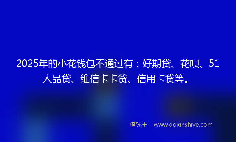 2025年的小花钱包不通过有：好期贷、花呗、51人品贷、维信卡卡贷、信用卡贷等。