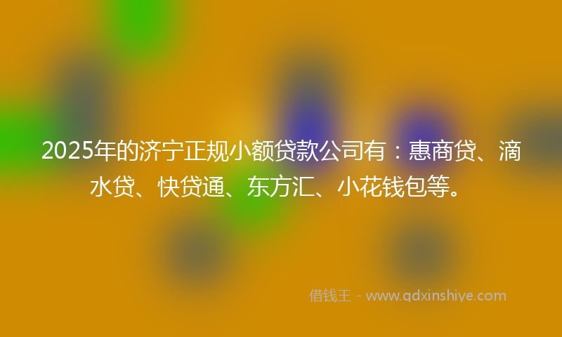 2025年的济宁正规小额贷款公司有：惠商贷、滴水贷、快贷通、东方汇、小花钱包等。