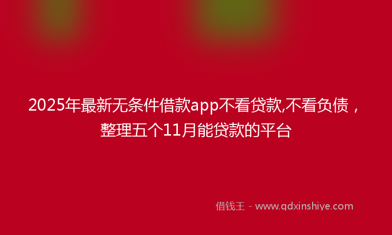 2025年最新无条件借款app不看贷款,不看负债，整理五个11月能贷款的平台