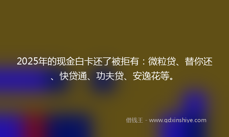 2025年的现金白卡还了被拒有：微粒贷、替你还、快贷通、功夫贷、安逸花等。