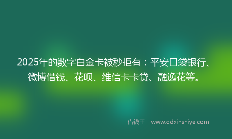 2025年的数字白金卡被秒拒有：平安口袋银行、微博借钱、花呗、维信卡卡贷、融逸花等。