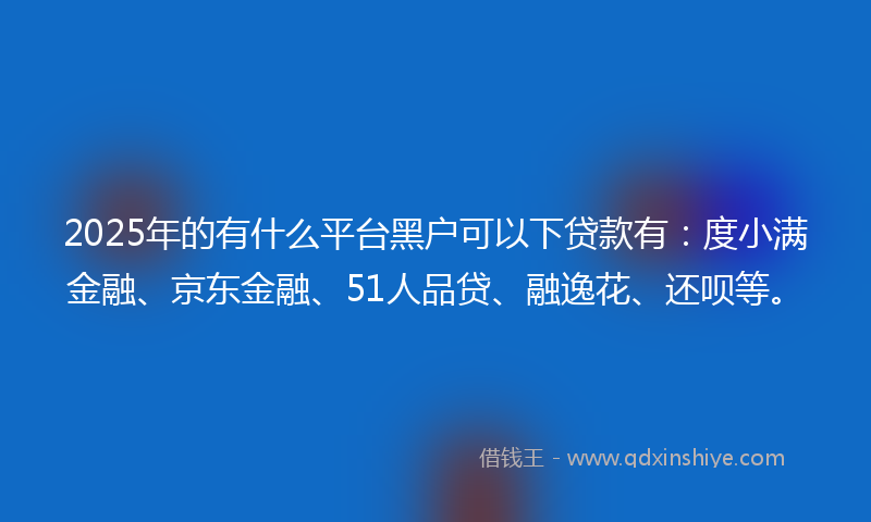 2025年的有什么平台黑户可以下贷款有：度小满金融、京东金融、51人品贷、融逸花、还呗等。
