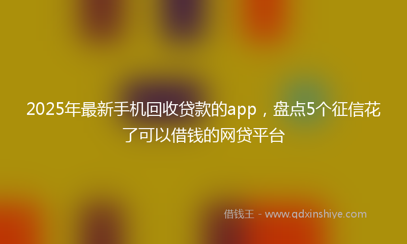 2025年最新手机回收贷款的app，盘点5个征信花了可以借钱的网贷平台