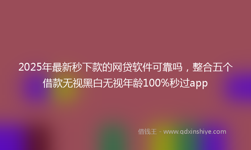 2025年最新秒下款的网贷软件可靠吗，整合五个借款无视黑白无视年龄100%秒过app