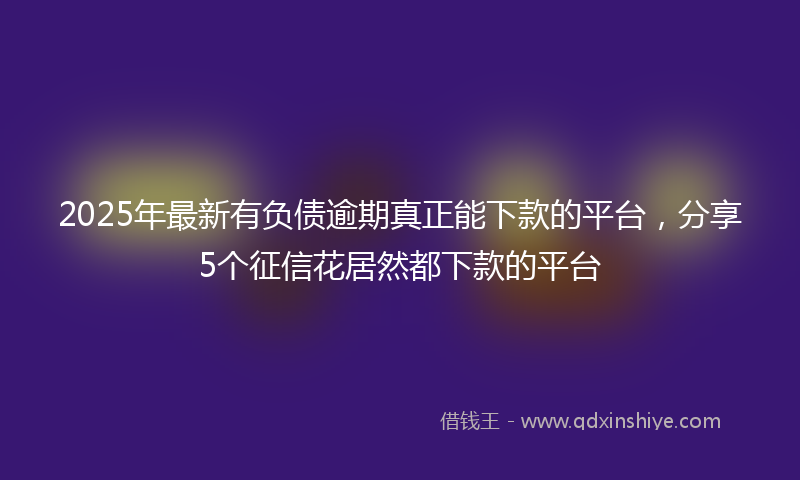 2025年最新有负债逾期真正能下款的平台，分享5个征信花居然都下款的平台