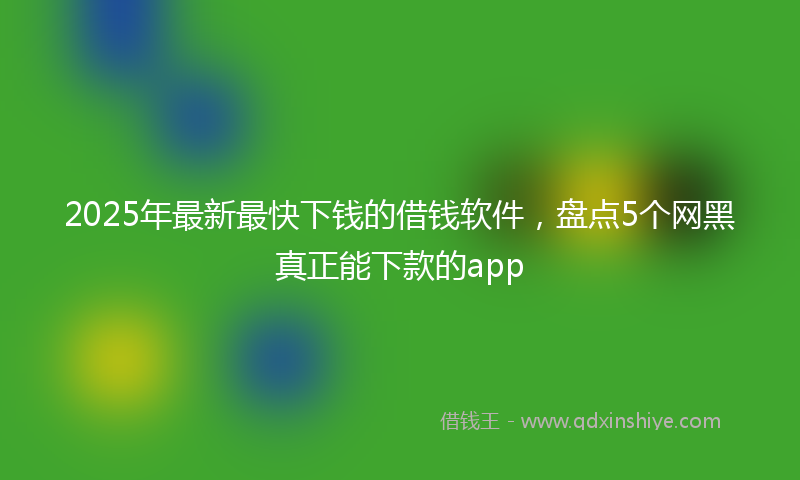 2025年最新最快下钱的借钱软件，盘点5个网黑真正能下款的app
