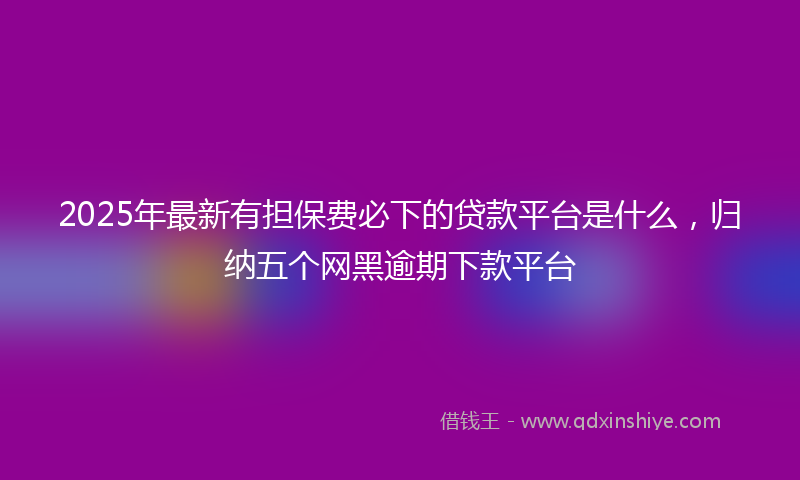 2025年最新有担保费必下的贷款平台是什么，归纳五个网黑逾期下款平台