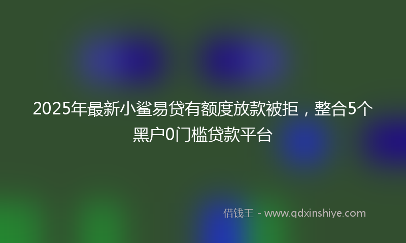 2025年最新小鲨易贷有额度放款被拒，整合5个黑户0门槛贷款平台