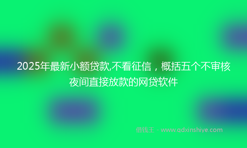 2025年最新小额贷款,不看征信，概括五个不审核夜间直接放款的网贷软件
