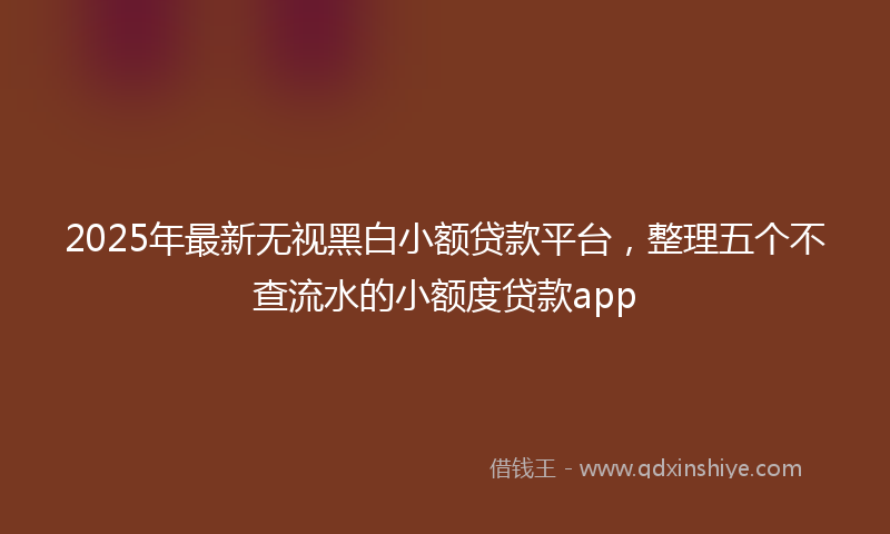 2025年最新无视黑白小额贷款平台，整理五个不查流水的小额度贷款app
