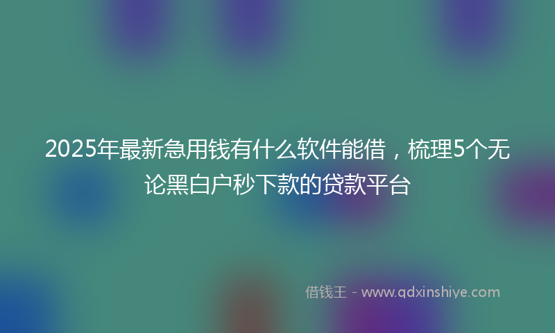 2025年最新急用钱有什么软件能借，梳理5个无论黑白户秒下款的贷款平台