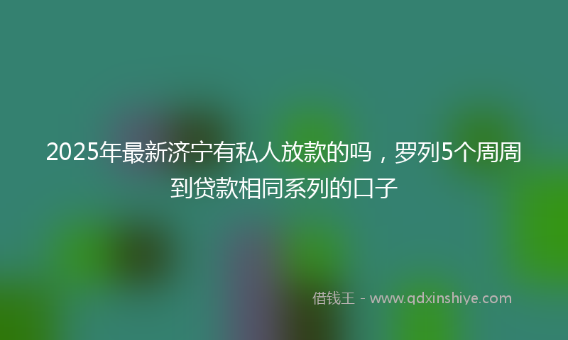 2025年最新济宁有私人放款的吗，罗列5个周周到贷款相同系列的口子