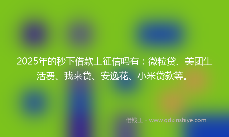 2025年的秒下借款上征信吗有：微粒贷、美团生活费、我来贷、安逸花、小米贷款等。