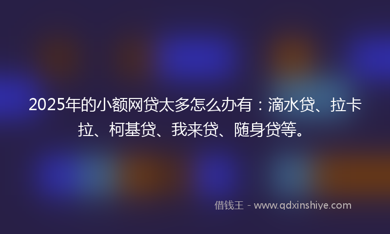 2025年的小额网贷太多怎么办有：滴水贷、拉卡拉、柯基贷、我来贷、随身贷等。