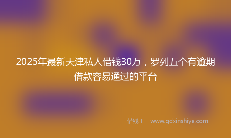 2025年最新天津私人借钱30万，罗列五个有逾期借款容易通过的平台
