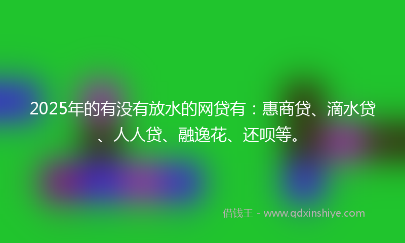 2025年的有没有放水的网贷有：惠商贷、滴水贷、人人贷、融逸花、还呗等。