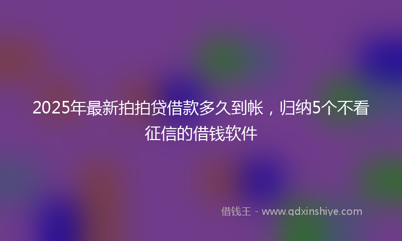 2025年最新拍拍贷借款多久到帐，归纳5个不看征信的借钱软件