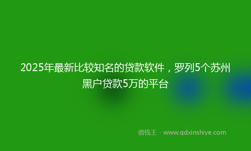 2025年最新比较知名的贷款软件，罗列5个苏州黑户贷款5万的平台