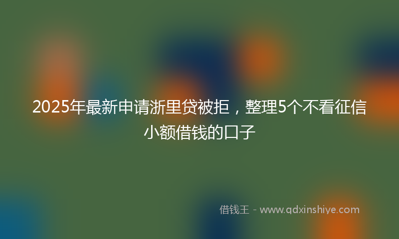 2025年最新申请浙里贷被拒，整理5个不看征信小额借钱的口子