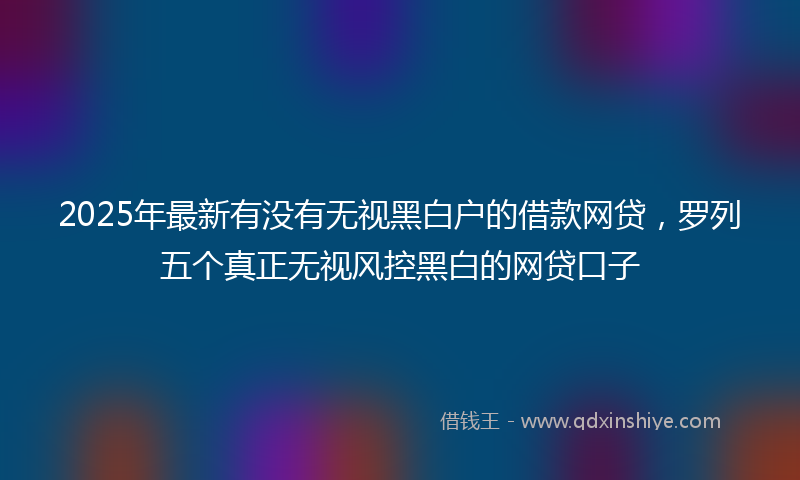 2025年最新有没有无视黑白户的借款网贷，罗列五个真正无视风控黑白的网贷口子