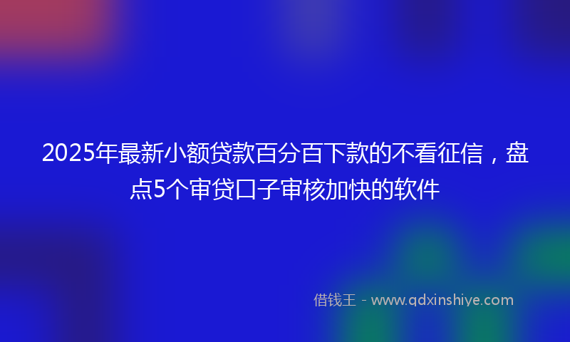 2025年最新小额贷款百分百下款的不看征信，盘点5个审贷口子审核加快的软件