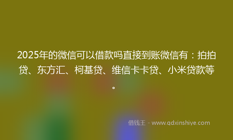 2025年的微信可以借款吗直接到账微信有：拍拍贷、东方汇、柯基贷、维信卡卡贷、小米贷款等。