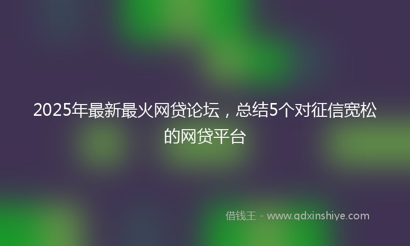 2025年最新最火网贷论坛，总结5个对征信宽松的网贷平台