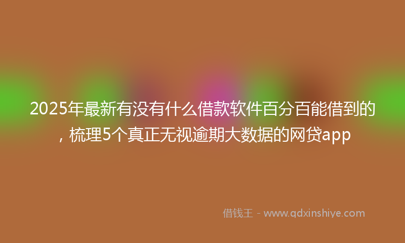 2025年最新有没有什么借款软件百分百能借到的，梳理5个真正无视逾期大数据的网贷app