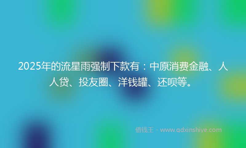2025年的流星雨强制下款有：中原消费金融、人人贷、投友圈、洋钱罐、还呗等。